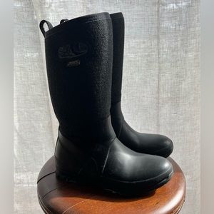 BOGS Womens Rain Boot - High, Black & Grey, Insulated